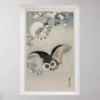 Eule und Kirschblüte von Ohara Koson Vintage
