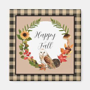 Eule und Natur mit anpassbarem Text Magnet