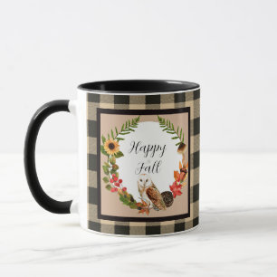 Eule und Natur mit anpassbarem Text Tasse