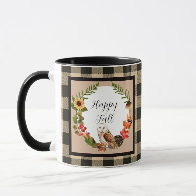 Eule und Natur mit benutzerdefinierbarem Text Tasse (Links)