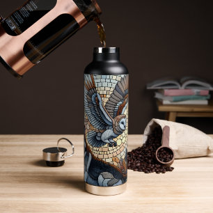 Eule und Wolf-Mosaik-Natur-Kunst  Trinkflasche