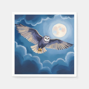 Eule Vollmond Halloween Aquarell Serviette