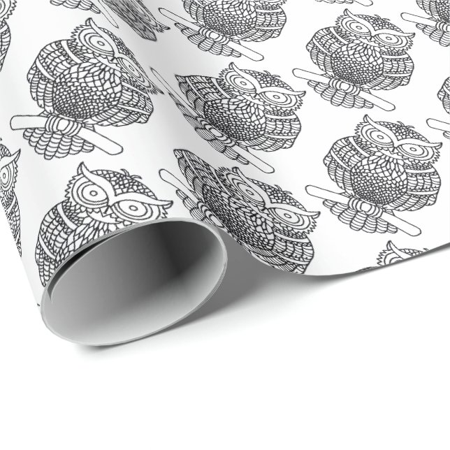 Eule (weiß) - Geschenkpapier (Rolleneckpunkt)