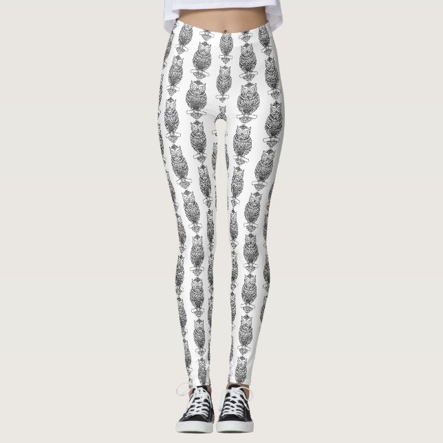 Eule (weiß) - Leggings (Vorderseite)