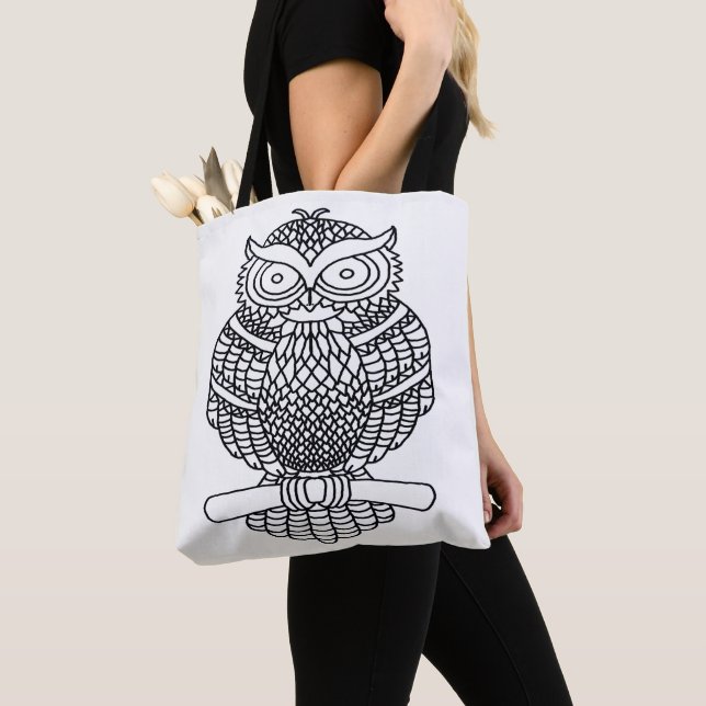 Eule (weiß) - Tote Tasche (Von Nahem)