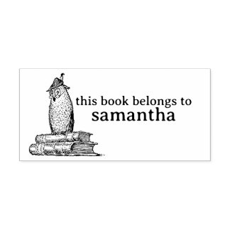 Eulen auf Büchern Dieses Buch gehört Permastempel