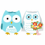 Eulen Braut und Bräutigam - Freistehende Fotoskulptur<br><div class="desc"></div>