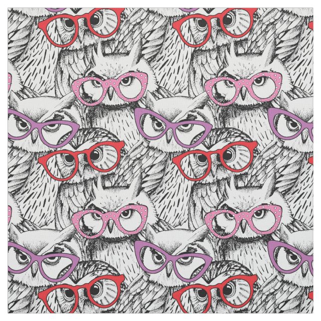 Eulen-Brillen-Muster Stoff (Muster)