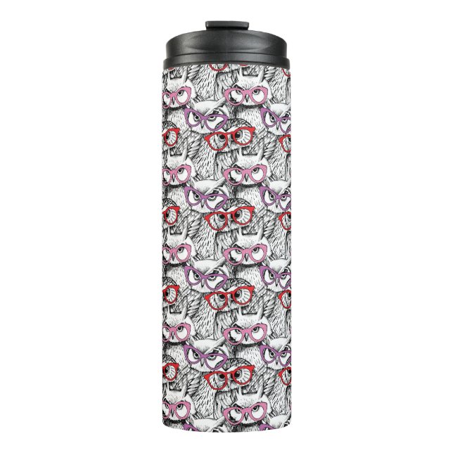 Eulen-Brillen-Muster Thermosbecher (Vorderseite)