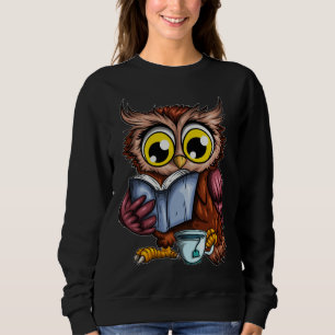 Eulen Buch Zeitung Krimi Roman Heiße Teetasse Eule Sweatshirt
