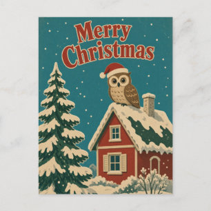 Eulen-Cottage-Hof-Tier-Weihnachten Postkarte