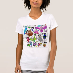 Eulen-Damen-lässige Spitze T-Shirt