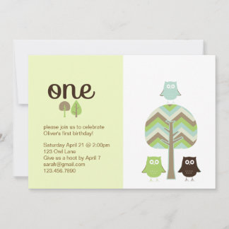 Eulen-erste Geburtstags-Einladung Einladung