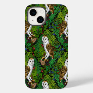 Eulen, Farne, Eiche und Beeren iPhone 14 Hülle