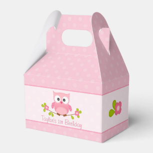 Eulen-Gastgeschenk-Giebel-Kasten (rosa Geschenkschachtel