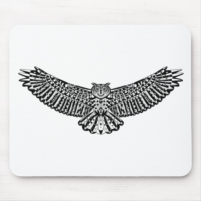 Eulen-Gekritzel Mousepad (Vorne)