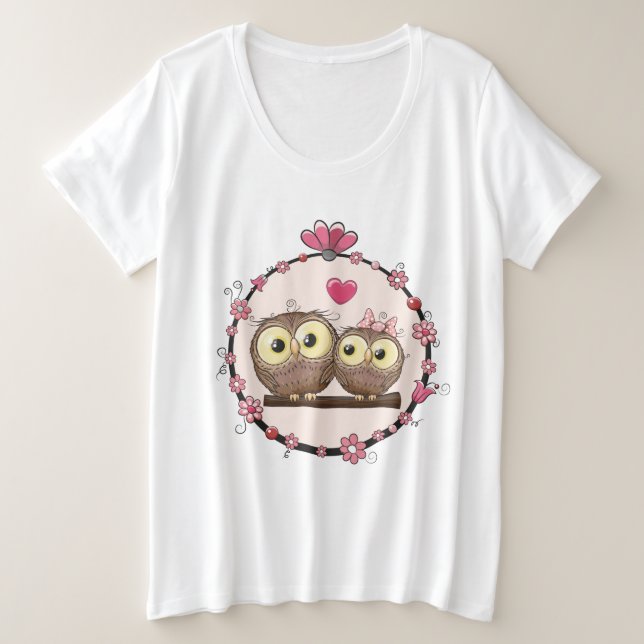 Eulen Große Größe T-Shirt (Design vorne)