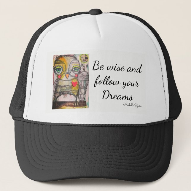 Eulen-Hut.  Seien Sie klug und folgen Sie Ihren Truckerkappe (Vorderseite)