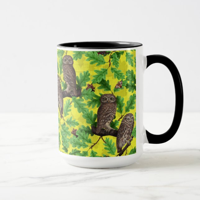 Eulen im Wald auf zitronengelb Tasse (Rechts)