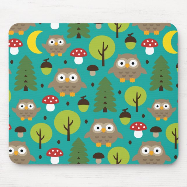 Eulen im Wald Maus Pad Mousepad (Vorne)