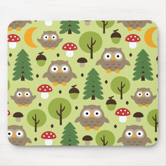 Eulen im Wald Maus Pad Mousepad (Vorne)