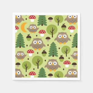 Eulen im Wald Napkins Serviette