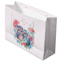 Eulen in der Liebe, die auf einem Wald einer Baumz Große Geschenktüte