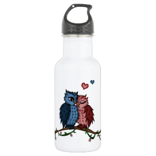 Eulen in der Liebe Edelstahlflasche