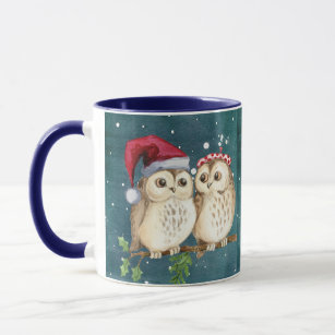 Eulen in der Weihnachtskaffee-Tasse Tasse