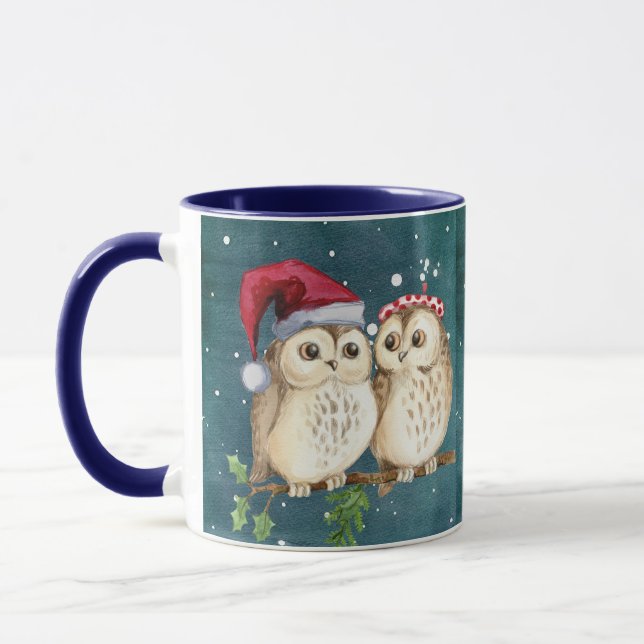 Eulen in der Weihnachtskaffee-Tasse Tasse (Links)