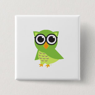 Eulen-Knopf-Quadrat Button