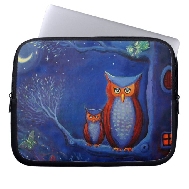 Eulen-Kunst "der Wald nachts" Laptop-Kasten Laptopschutzhülle (Vorderseite)