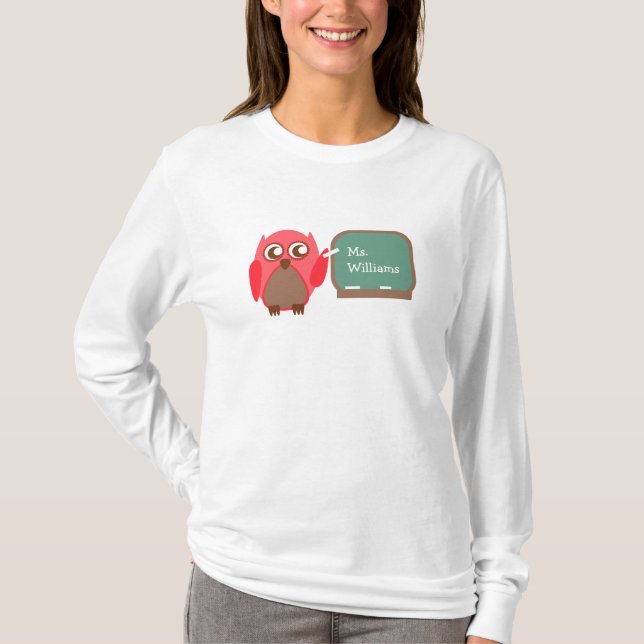 Eulen-Lehrer am Tafel-personalisierten Shirt (Vorderseite)