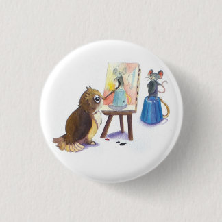 Eulen-Malerei-Mäuseporträt Button