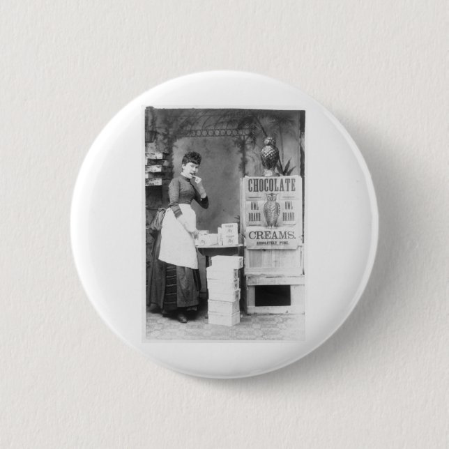 Eulen-Marken-Schokolade 1887 Button (Vorderseite)