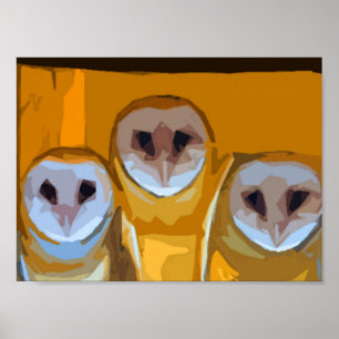 Eulen mit Mutter Poster
