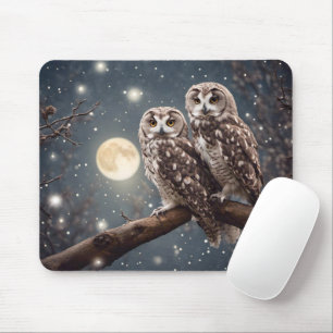 Eulen mit Vollmond Mousepad