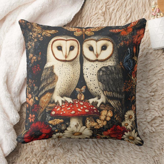 Eulen, Motten und Pilze Kissen (Decke)