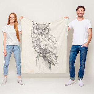 Eulen-Porträt - Skizze Fleecedecke
