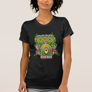 Eulen-psychedelische Pop-Kunst T-Shirt