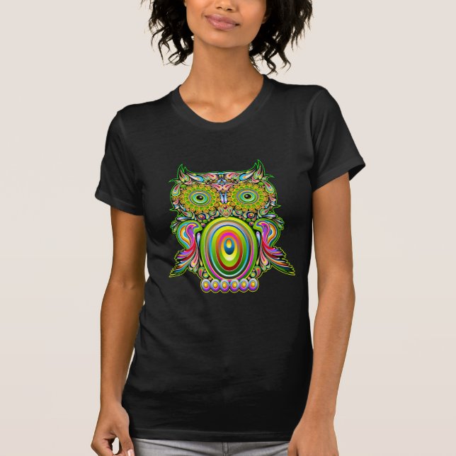 Eulen-psychedelische Pop-Kunst T-Shirt (Vorderseite)