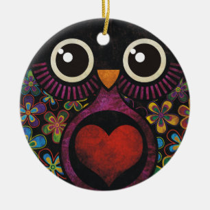 Eulen-Schmuck Keramikornament