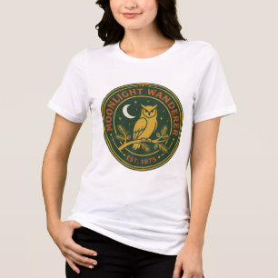 Eulen-Shirt Mondlicht-Wanderer-Nachthimmel-Tee Tri-Blend Shirt
