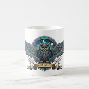 Eulen-Spirit-Animal-Himmels-Art Nouveau Kaffeetasse