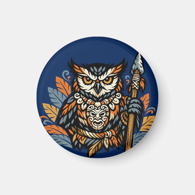 Eulen-Stammeskrieger Kleines Geschenk Magnet (Vorne)