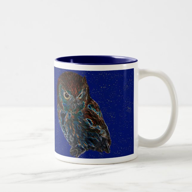 Eulen-Tassen-Starry Nacht Zweifarbige Tasse (Rechts)