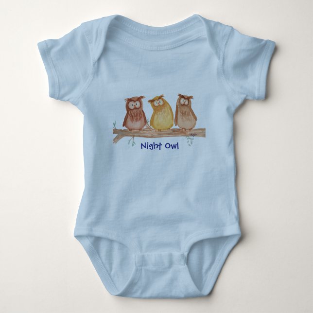 Eulen-Trio Baby Strampler (Vorderseite)