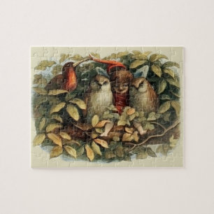 Eulen und Elfen Feen Natur Illustration