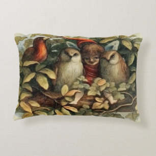 Eulen und Elfen Feen Natur Illustration Dekokissen