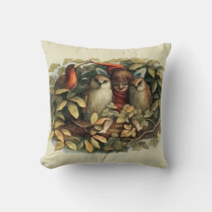 Eulen und Elfen Feen Natur Illustration Kissen